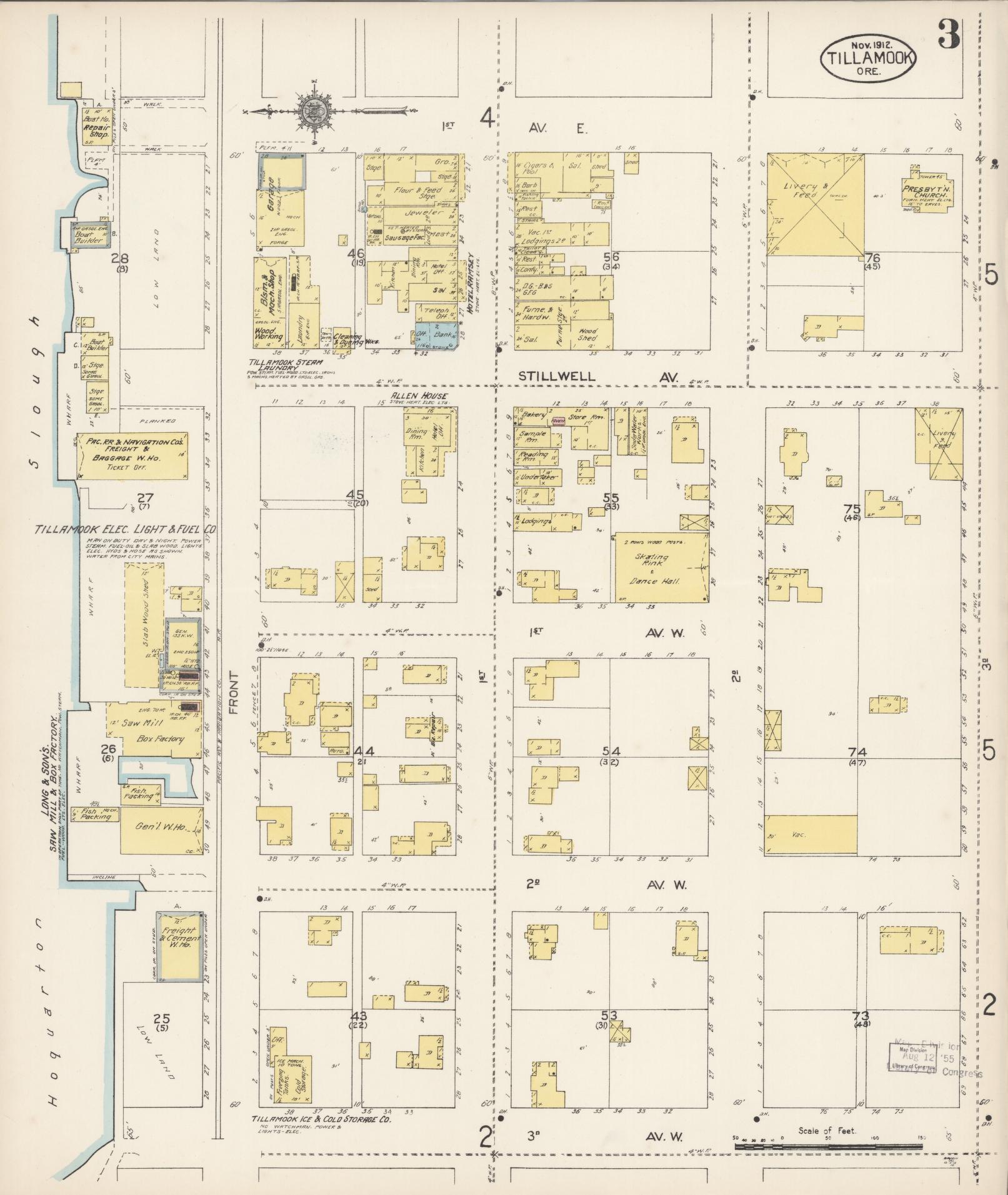 Sanborn Fire Insurance Map from Tillamook, Tillamook County, Oregon (1912), Sheet #0003 - Complete Map Set gallery image, historic Sanborn map, vintage wall art, Oregon Oregon