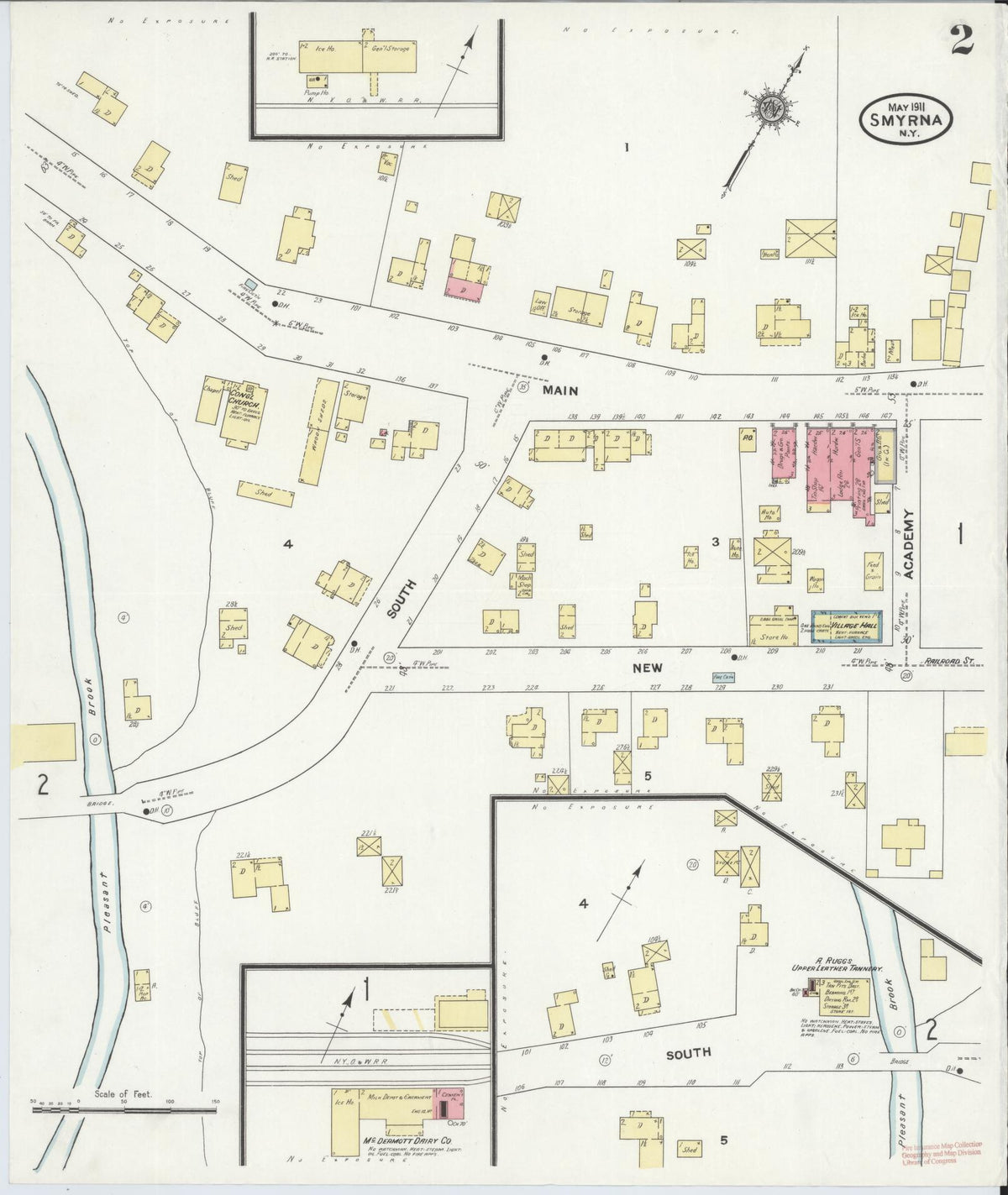 Sanborn Fire Insurance Map from Smyrna, Chenango County, New York (1911), Sheet #0002 - Complete Map Set gallery image, historic Sanborn map, vintage wall art, New York New York