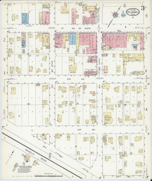 Sanborn Fire Insurance Map from Saint James, Watonwan County, Minnesota (1914), Sheet #0003 - Historic Sanborn Fire Insurance Map Print, vintage old map wall art, antique decor, genealogy gift, Minnesota Minnesota map