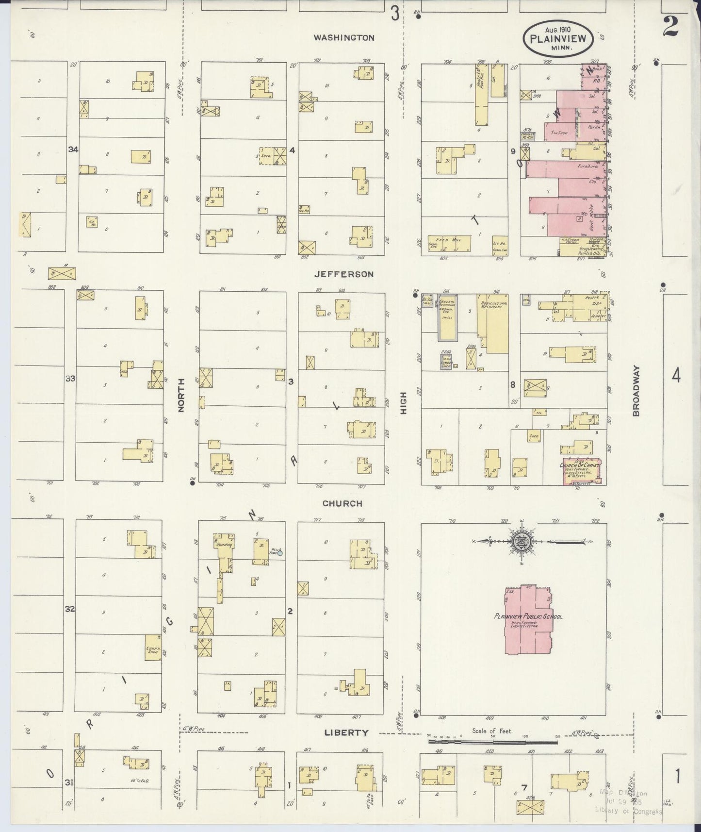 Sanborn Fire Insurance Map from Plainview, Wabasha County, Minnesota (1910), Sheet #0002 - Historic Sanborn Fire Insurance Map Print, vintage old map wall art, antique decor, genealogy gift, Minnesota Minnesota map
