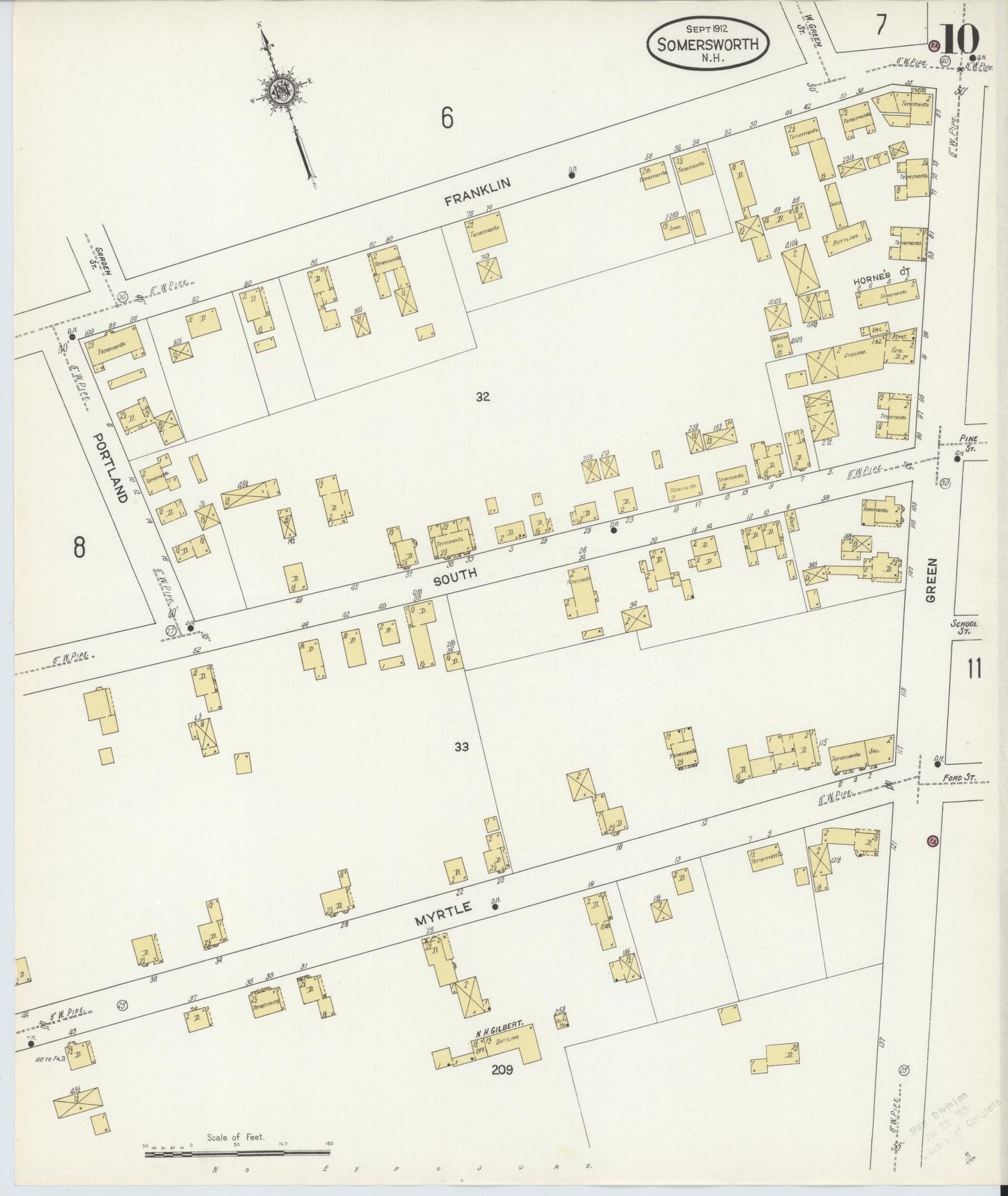 Sanborn Fire Insurance Map from Somersworth, Strafford County, New Hampshire (1912), Sheet #0010 - Complete Map Set gallery image, historic Sanborn map, vintage wall art, Maine Maine