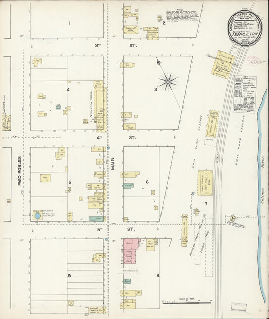 Sanborn Fire Insurance Map from Templeton, San Luis Obispo County, California. (1890) – Historic Sanborn Fire Insurance Map Print