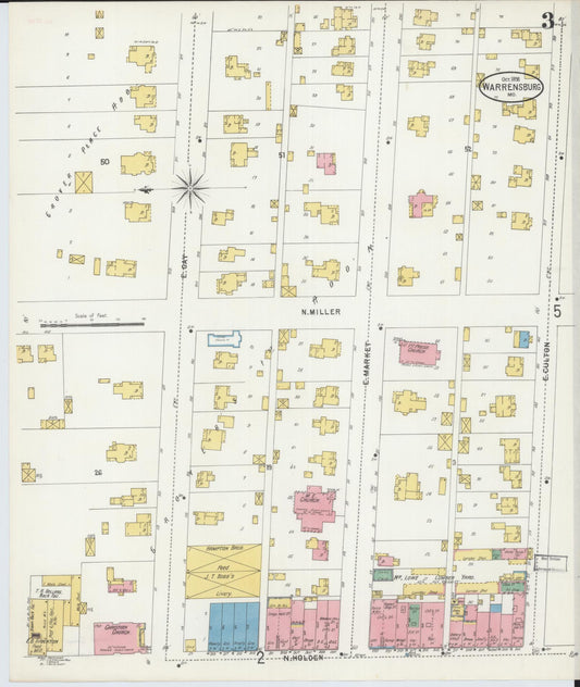 Sanborn Fire Insurance Map from Warrensburg, Johnson County, Missouri (1898), Sheet #0003 - Historic Sanborn Fire Insurance Map Print, vintage old map wall art, antique decor, genealogy gift, Missouri Missouri map