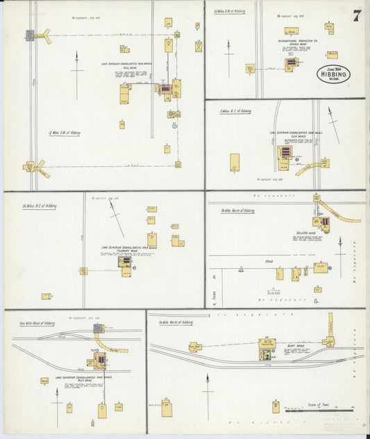 Sanborn Fire Insurance Map from Hibbing, Saint Louis County, Minnesota (1904), Sheet #0007 - Historic Sanborn Fire Insurance Map Print, vintage old map wall art, antique decor, genealogy gift, Minnesota Minnesota map