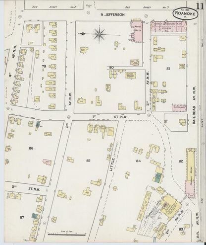 Sanborn Fire Insurance Map from Roanoke, Independent Cities, Virginia (1889), Sheet #0011 - Complete Map Set gallery image, historic Sanborn map, vintage wall art, Virginia Virginia