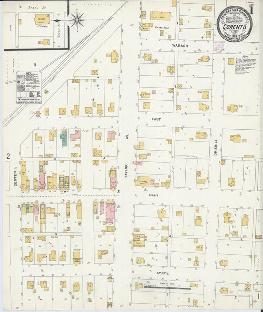 Sanborn Fire Insurance Map from Sorento, Bond County, Illinois (1906), Sheet #0001 - Historic Sanborn Fire Insurance Map Print, vintage old map wall art, antique decor, genealogy gift, Illinois Illinois map