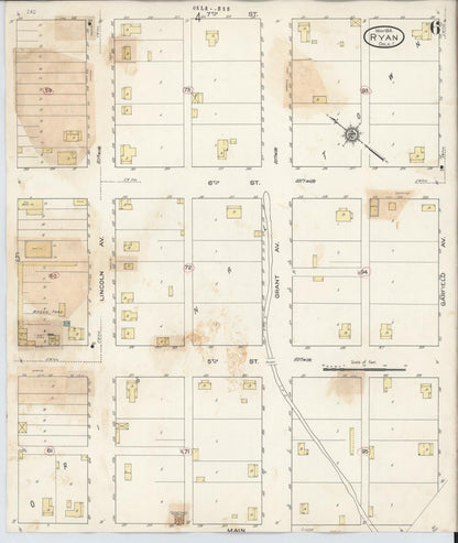 Sanborn Fire Insurance Map from Ryan, Jefferson County, Oklahoma (1932), Sheet #0006 - Complete Map Set gallery image, historic Sanborn map, vintage wall art, Oklahoma Oklahoma