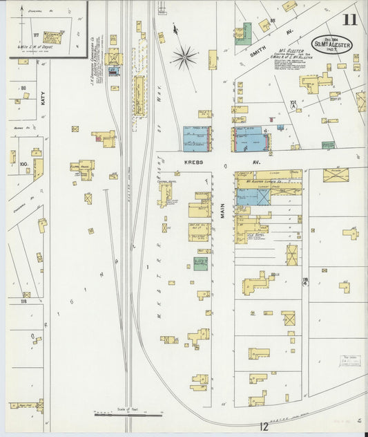 Sanborn Fire Insurance Map from South McAlester, Pittsburg County, Oklahoma (1904), Sheet #0011 - Historic Sanborn Fire Insurance Map Print, vintage old map wall art, antique decor, genealogy gift, Oklahoma Oklahoma map