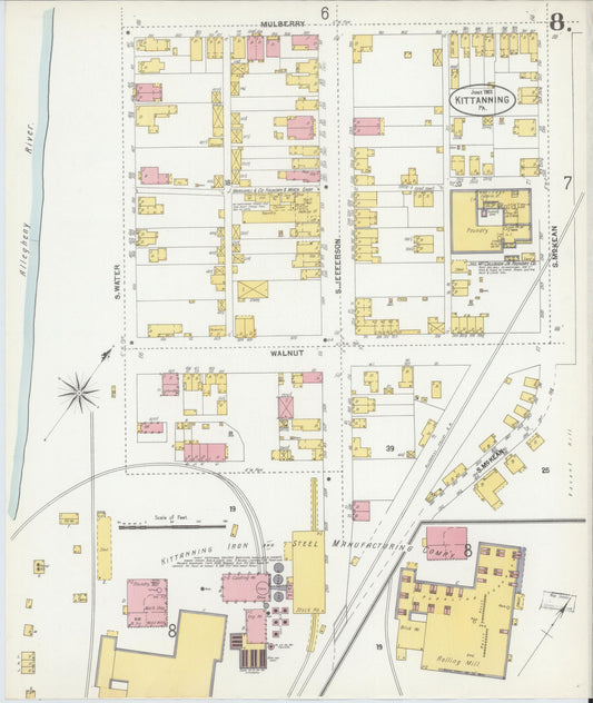 Sanborn Fire Insurance Map from Kittanning, Armstrong County, Pennsylvania (1903), Sheet #0008 - Historic Sanborn Fire Insurance Map Print, vintage old map wall art, antique decor, genealogy gift, Pennsylvania Pennsylvania map