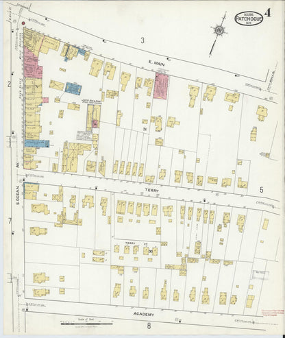 Sanborn Fire Insurance Map from Patchogue, Suffolk County, New York (1916), Sheet #0004 - Complete Map Set gallery image, historic Sanborn map, vintage wall art, New York New York