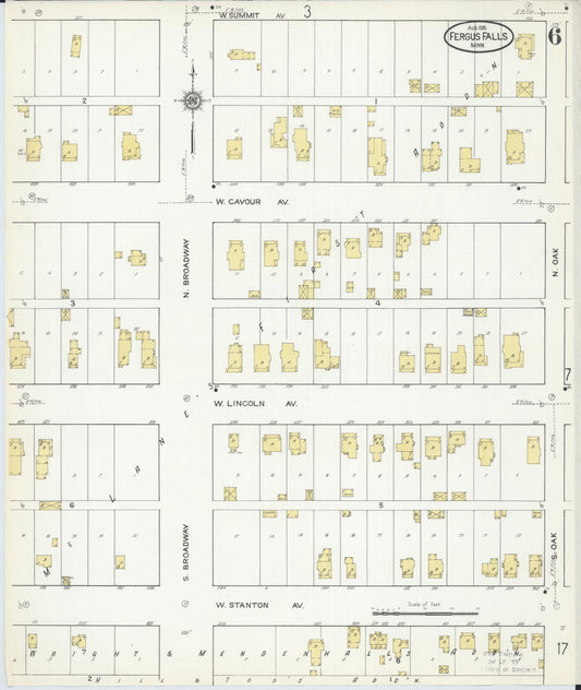 Sanborn Fire Insurance Map from Fergus Falls, Otter Tail County, Minnesota (1915), Sheet #0006 - Historic Sanborn Fire Insurance Map Print, vintage old map wall art, antique decor, genealogy gift, Minnesota Minnesota map