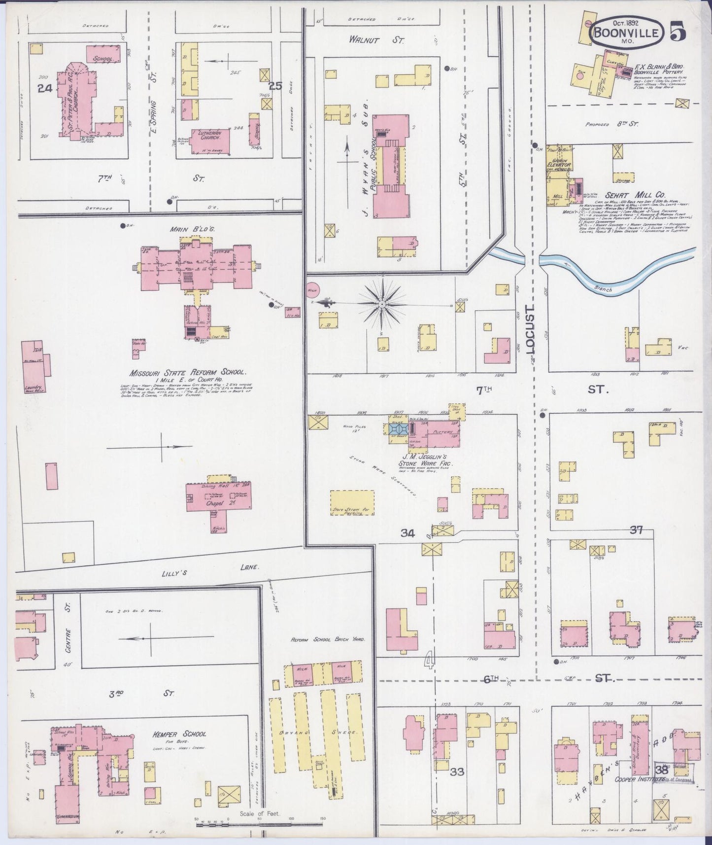 Sanborn Fire Insurance Map from Boonville, Cooper County, Missouri (1892), Sheet #0005 - Complete Map Set gallery image, historic Sanborn map, vintage wall art, Missouri Missouri