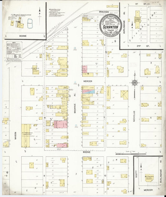 Sanborn Fire Insurance Map from Scranton, Osage County, Kansas (1912), Sheet #0001 - Historic Sanborn Fire Insurance Map Print, vintage old map wall art, antique decor, genealogy gift, Kansas Kansas map