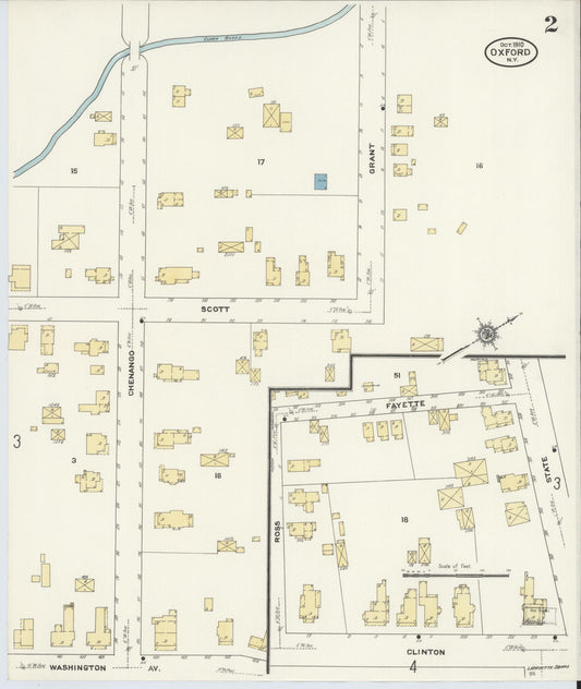 Sanborn Fire Insurance Map from Oxford, Chenango County, New York (1910), Sheet #0002 - Historic Sanborn Fire Insurance Map Print, vintage old map wall art, antique decor, genealogy gift, New York New York map