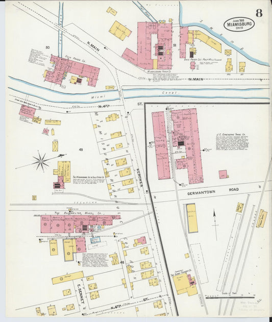 Sanborn Fire Insurance Map from Miamisburg, Montgomery County, Ohio (1905), Sheet #0008 - Historic Sanborn Fire Insurance Map Print, vintage old map wall art, antique decor, genealogy gift, Ohio Ohio map