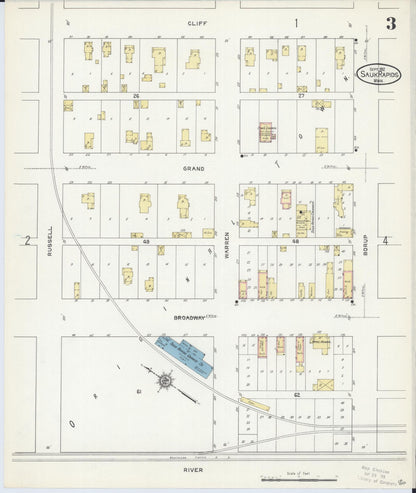 Sanborn Fire Insurance Map from Sauk Rapids, Benton County, Minnesota (1912), Sheet #0003 - Complete Map Set gallery image, historic Sanborn map, vintage wall art, Minnesota Minnesota