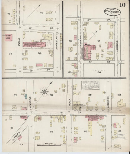 Sanborn Fire Insurance Map from Lynchburg, Independent Cities, Virginia (1885), Sheet #0010 - Complete Map Set gallery image, historic Sanborn map, vintage wall art, Virginia Virginia