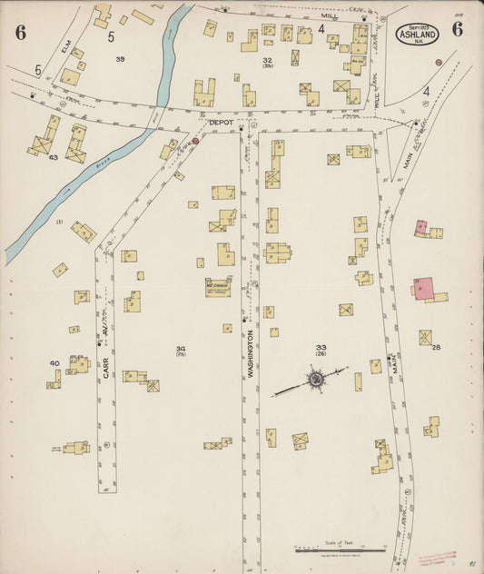 Sanborn Fire Insurance Map from Ashland, Grafton County, New Hampshire (1923), Sheet #0006 - Historic Sanborn Fire Insurance Map Print, vintage old map wall art, antique decor, genealogy gift, New Hampshire New Hampshire map