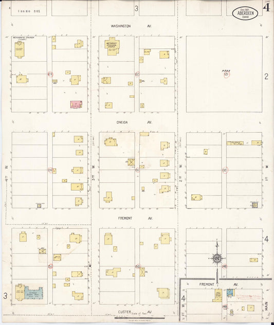 Sanborn Fire Insurance Map from Aberdeen, Bingham County, Idaho (1931), Sheet #0004 - Historic Sanborn Fire Insurance Map Print, vintage old map wall art, antique decor, genealogy gift, Idaho Idaho map