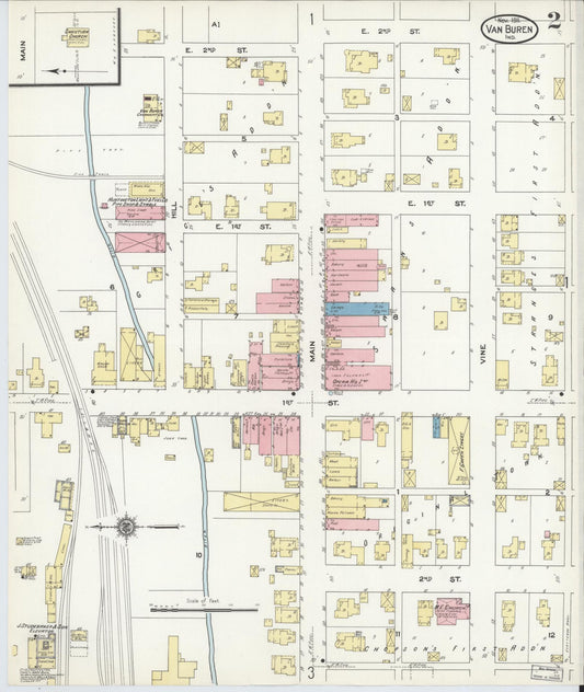 Sanborn Fire Insurance Map from Van Buren, Grant County, Indiana (1911), Sheet #0002 - Historic Sanborn Fire Insurance Map Print, vintage old map wall art, antique decor, genealogy gift, Indiana Indiana map