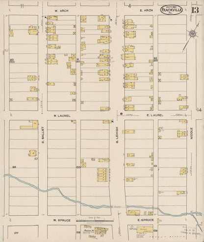 Sanborn Fire Insurance Map from Frackville, Schuylkill County, Pennsylvania (1921), Sheet #0013 - Complete Map Set gallery image, historic Sanborn map, vintage wall art, Pennsylvania Pennsylvania