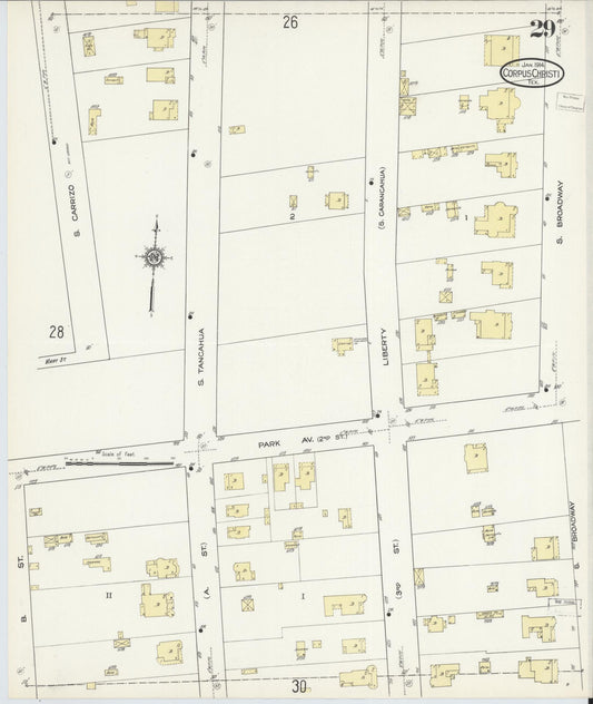 Sanborn Fire Insurance Map from Corpus Christi, Nueces County, Texas (1914), Sheet #0029 - Historic Sanborn Fire Insurance Map Print, vintage old map wall art, antique decor, genealogy gift, Texas Texas map