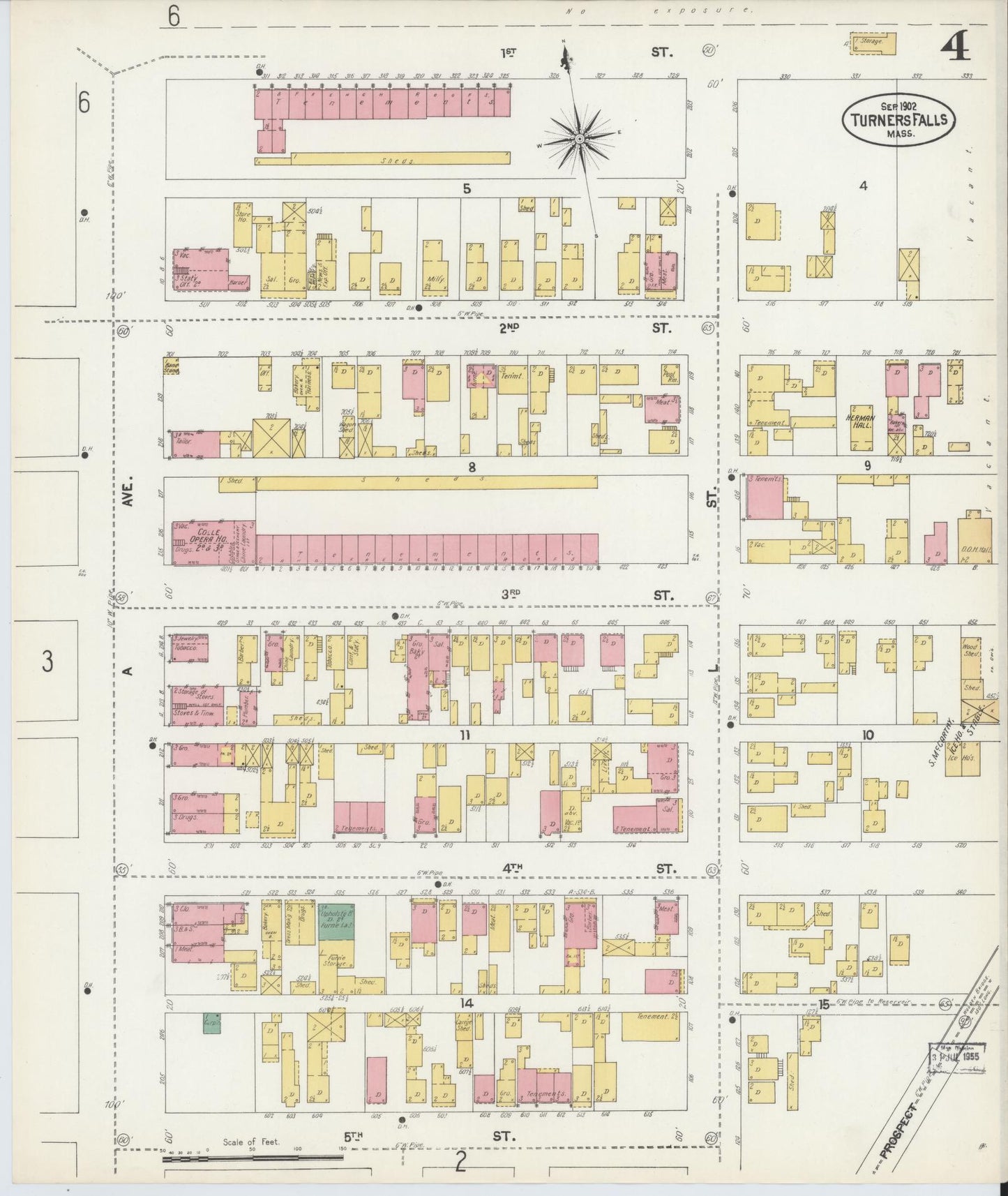 Sanborn Fire Insurance Map from Turners Falls, Franklin County, Massachusetts (1902), Sheet #0004 - Complete Map Set gallery image, historic Sanborn map, vintage wall art, Massachusetts Massachusetts