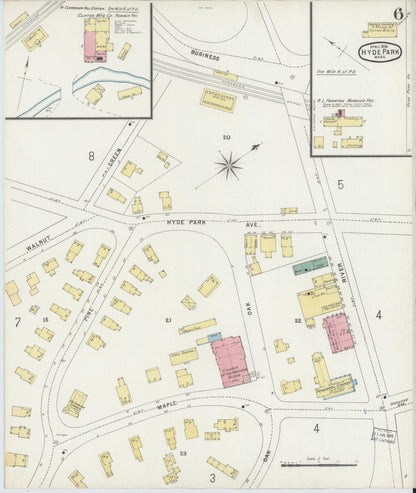 Sanborn Fire Insurance Map from Hyde Park, Norfolk County, Massachusetts (1896), Sheet #0006 - Complete Map Set gallery image, historic Sanborn map, vintage wall art, Massachusetts Massachusetts