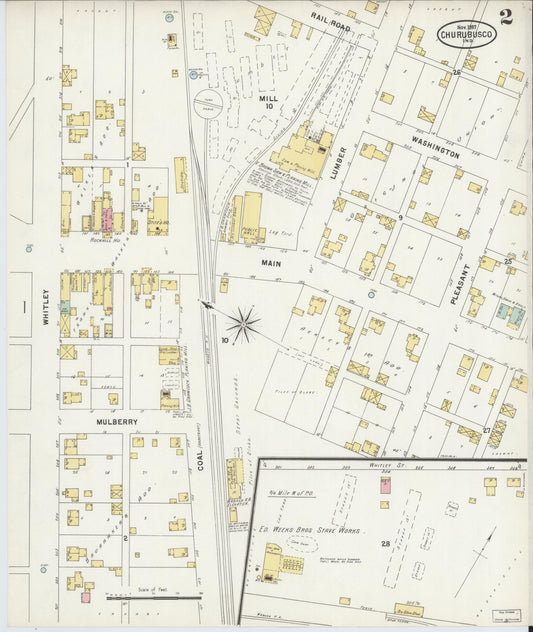 Sanborn Fire Insurance Map from Churubusco, Whitley County, Indiana (1897), Sheet #0002 - Historic Sanborn Fire Insurance Map Print, vintage old map wall art, antique decor, genealogy gift, Indiana Indiana map