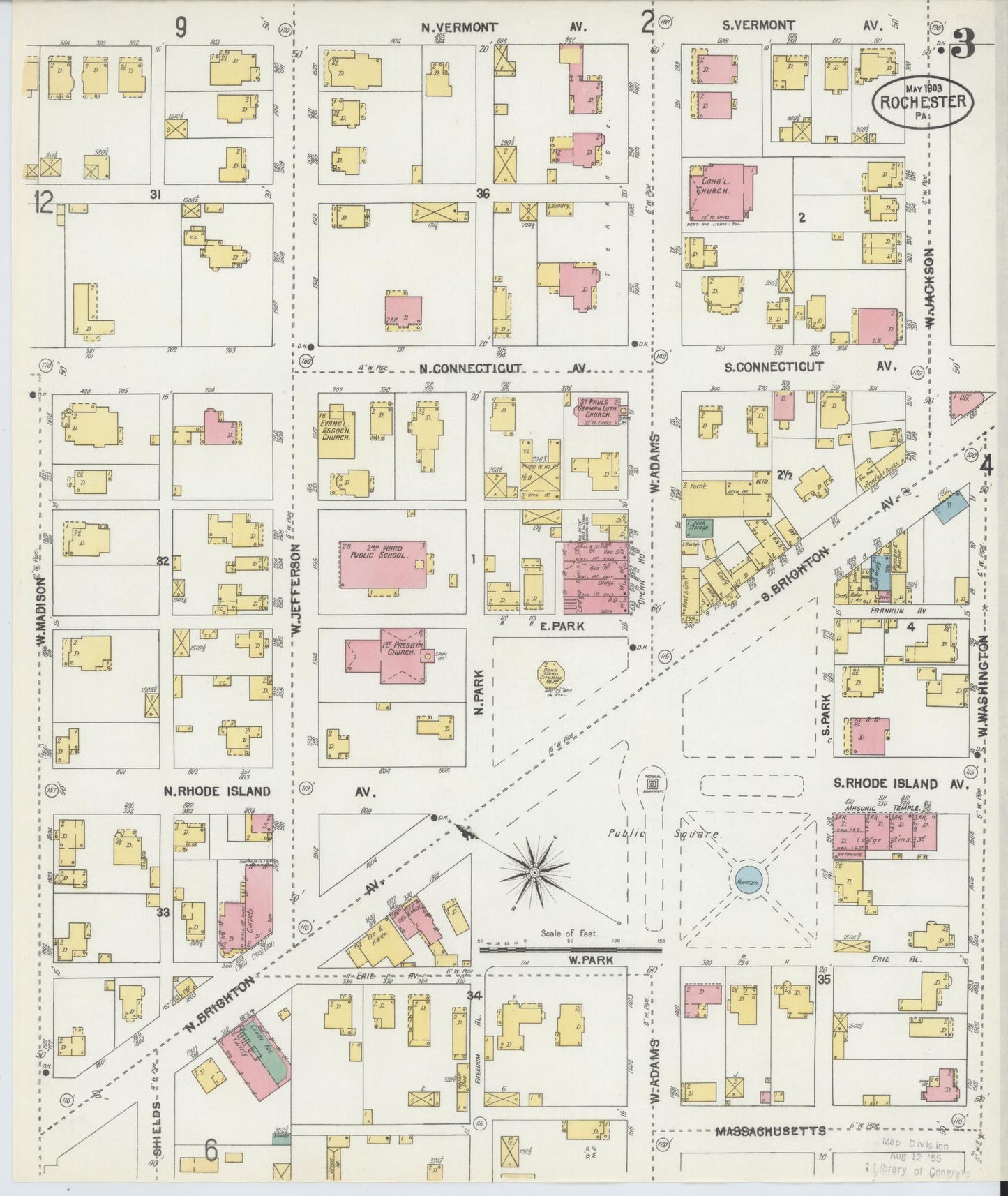 Sanborn Fire Insurance Map from Rochester, Beaver County, Pennsylvania (1903), Sheet #0003 - Complete Map Set gallery image, historic Sanborn map, vintage wall art, Pennsylvania Pennsylvania