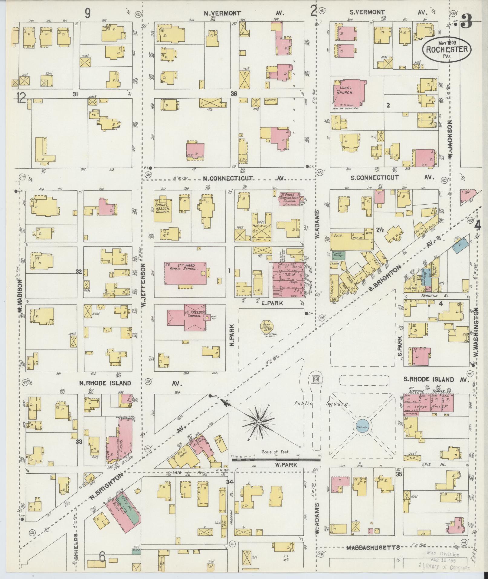 Sanborn Fire Insurance Map from Rochester, Beaver County, Pennsylvania (1903), Sheet #0003 - Complete Map Set gallery image, historic Sanborn map, vintage wall art, Pennsylvania Pennsylvania