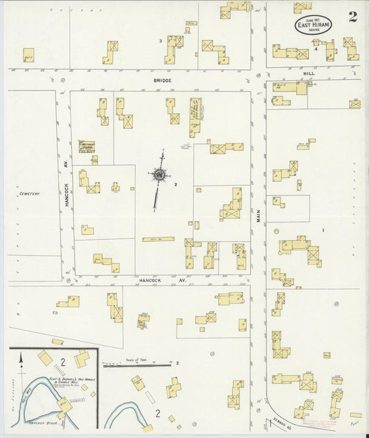 Sanborn Fire Insurance Map from East Hiram, Oxford County, Maine (1911), Sheet #0002 - Historic Sanborn Fire Insurance Map Print, vintage old map wall art, antique decor, genealogy gift, Maine Maine map