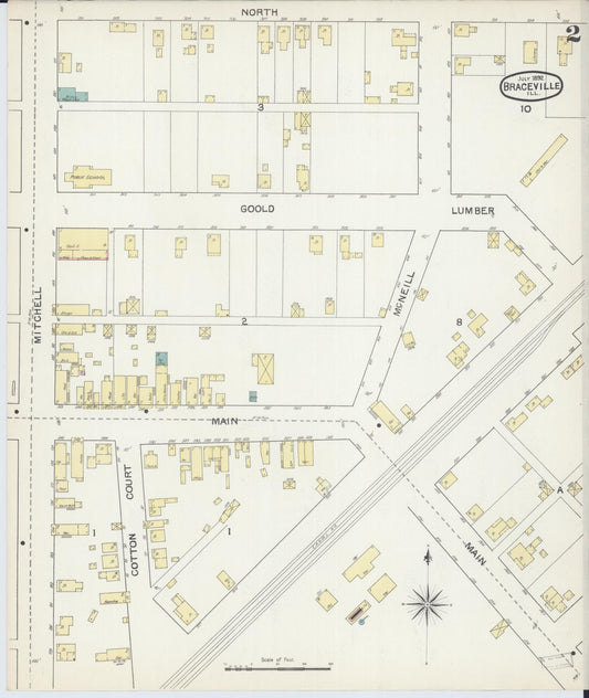 Sanborn Fire Insurance Map from Braceville, Grundy County, Illinois (1892), Sheet #0002 - Historic Sanborn Fire Insurance Map Print, vintage old map wall art, antique decor, genealogy gift, Illinois Illinois map