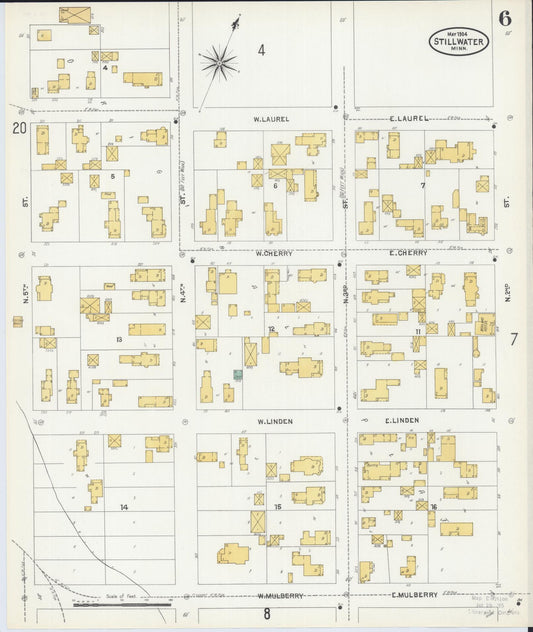 Sanborn Fire Insurance Map from Stillwater, Washington County, Minnesota (1904), Sheet #0006 - Historic Sanborn Fire Insurance Map Print, vintage old map wall art, antique decor, genealogy gift, Minnesota Minnesota map