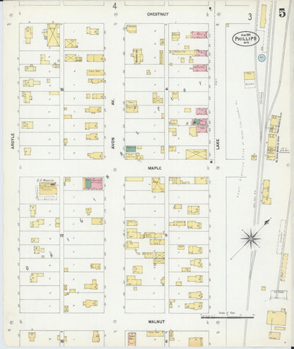Sanborn Fire Insurance Map from Phillips, Price County, Wisconsin (1901), Sheet #0005 - Complete Map Set gallery image, historic Sanborn map, vintage wall art, Wisconsin Wisconsin