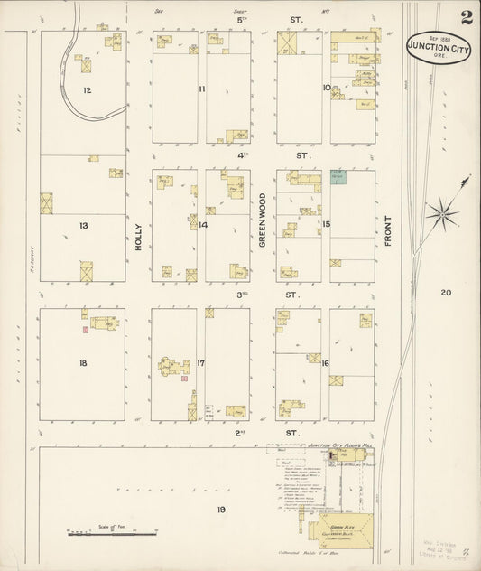 Sanborn Fire Insurance Map from Junction City, Lane County, Oregon (1888), Sheet #0002 - Historic Sanborn Fire Insurance Map Print, vintage old map wall art, antique decor, genealogy gift, Oregon Oregon map