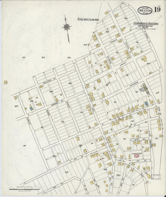 Sanborn Fire Insurance Map from Weston, Lewis County, West Virginia (1921), Sheet #0019 - Historic Sanborn Fire Insurance Map Print, vintage old map wall art, antique decor, genealogy gift, West Virginia West Virginia map
