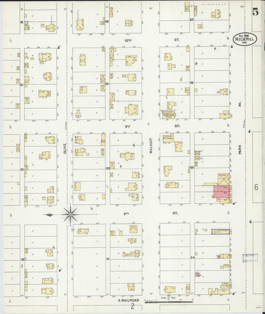 Sanborn Fire Insurance Map from Rich Hill, Bates County, Missouri (1906), Sheet #0005 - Historic Sanborn Fire Insurance Map Print, vintage old map wall art, antique decor, genealogy gift, Missouri Missouri map