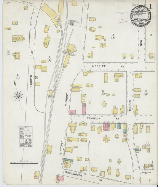 Sanborn Fire Insurance Map from Millbrook, Dutchess County, New York (1892), Sheet #0001 - Historic Sanborn Fire Insurance Map Print, vintage old map wall art, antique decor, genealogy gift, New York New York map