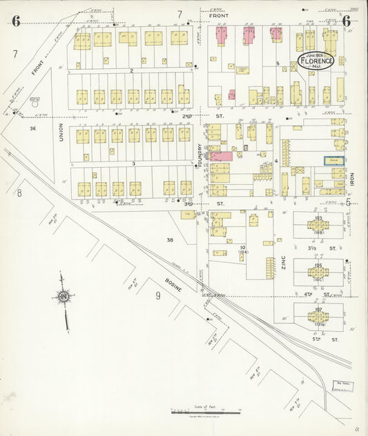 Sanborn Fire Insurance Map from Florence, Burlington County, New Jersey (1926), Sheet #0006 - Historic Sanborn Fire Insurance Map Print, vintage old map wall art, antique decor, genealogy gift, New Jersey New Jersey map
