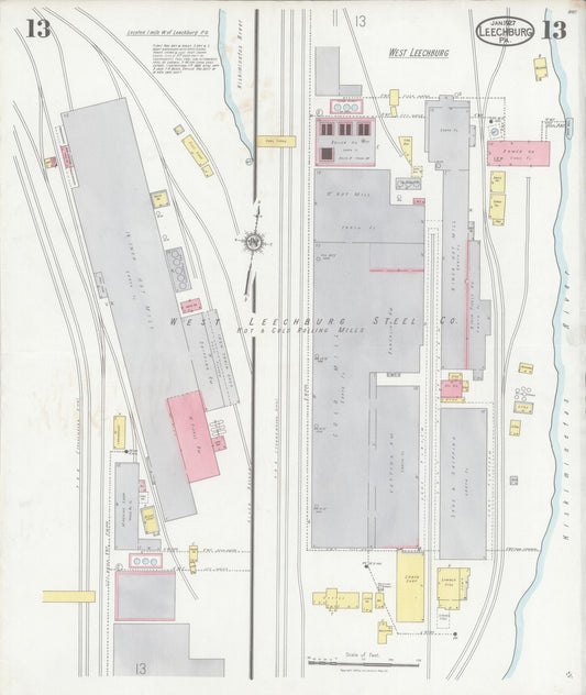 Sanborn Fire Insurance Map from Leechburg, Armstrong County, Pennsylvania (1927), Sheet #0013 - Historic Sanborn Fire Insurance Map Print, vintage old map wall art, antique decor, genealogy gift, Pennsylvania Pennsylvania map