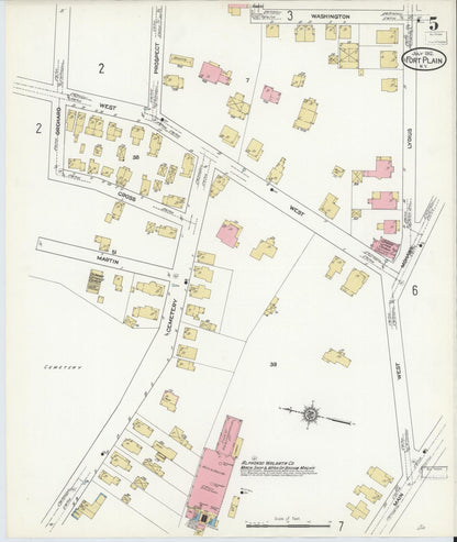 Sanborn Fire Insurance Map from Fort Plain, Montgomery County, New York (1912), Sheet #0005 - Historic Sanborn Fire Insurance Map Print, vintage old map wall art, antique decor, genealogy gift, New York New York map