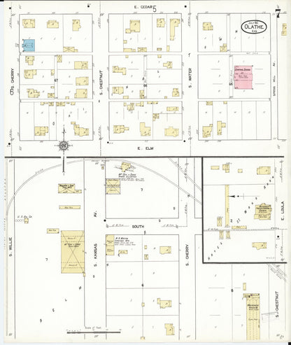 Sanborn Fire Insurance Map from Olathe, Johnson County, Kansas (1912), Sheet #0007 - Complete Map Set gallery image, historic Sanborn map, vintage wall art, Kansas Kansas