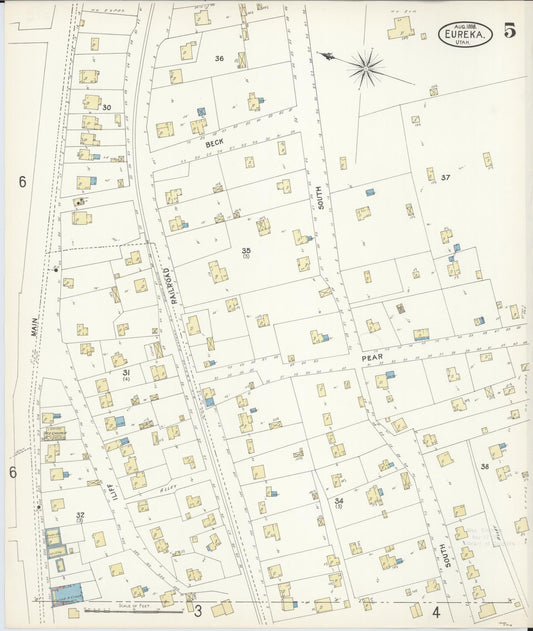 Sanborn Fire Insurance Map from Eureka, Juab County, Utah (1898), Sheet #0005 - Historic Sanborn Fire Insurance Map Print, vintage old map wall art, antique decor, genealogy gift, Utah Utah map