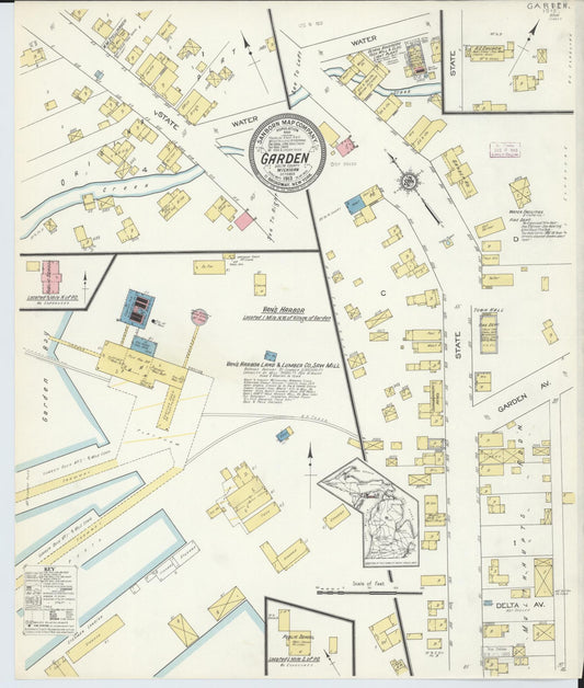 Sanborn Fire Insurance Map from Garden, Delta County, Michigan (1913), Sheet #0001 - Historic Sanborn Fire Insurance Map Print, vintage old map wall art, antique decor, genealogy gift, Michigan Michigan map