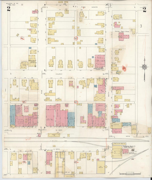 Sanborn Fire Insurance Map from Milton, Cabell County, West Virginia (1944), Sheet #0002 - Historic Sanborn Fire Insurance Map Print, vintage old map wall art, antique decor, genealogy gift, West Virginia West Virginia map