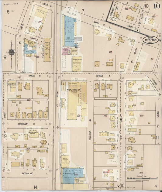 Sanborn Fire Insurance Map from Mount Vernon, Skagit County, Washington (1948), Sheet #0010 - Historic Sanborn Fire Insurance Map Print, vintage old map wall art, antique decor, genealogy gift, Washington Washington map