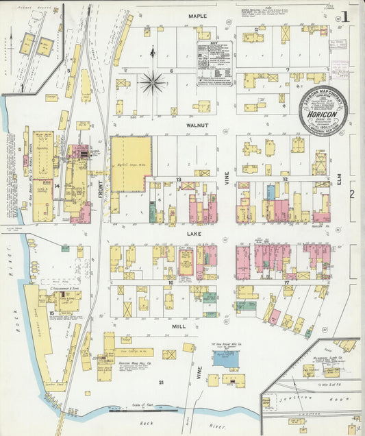 Sanborn Fire Insurance Map from Horicon, Dodge County, Wisconsin (1904), Sheet #0001 - Complete Map Set gallery image, historic Sanborn map, vintage wall art, Wisconsin Wisconsin