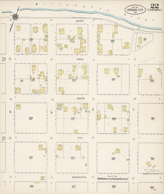 Sanborn Fire Insurance Map from Oregon City, Clackamas County, Oregon (1911), Sheet #0022 - Historic Sanborn Fire Insurance Map Print, vintage old map wall art, antique decor, genealogy gift, Oregon Oregon map