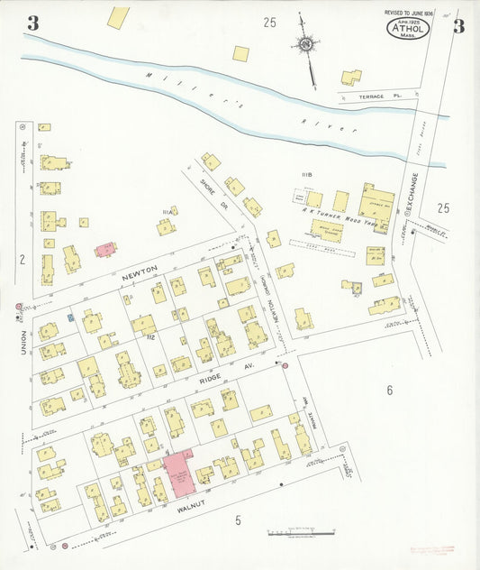 Sanborn Fire Insurance Map from Athol, Worcester County, Massachusetts (1936), Sheet #0003 - Historic Sanborn Fire Insurance Map Print, vintage old map wall art, antique decor, genealogy gift, Massachusetts Massachusetts map